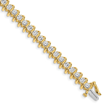 14K Yellow Gold Complete 5 Carat Round Aa Diamond Fancy Spiral 7 Inch Tennis Bracelet
