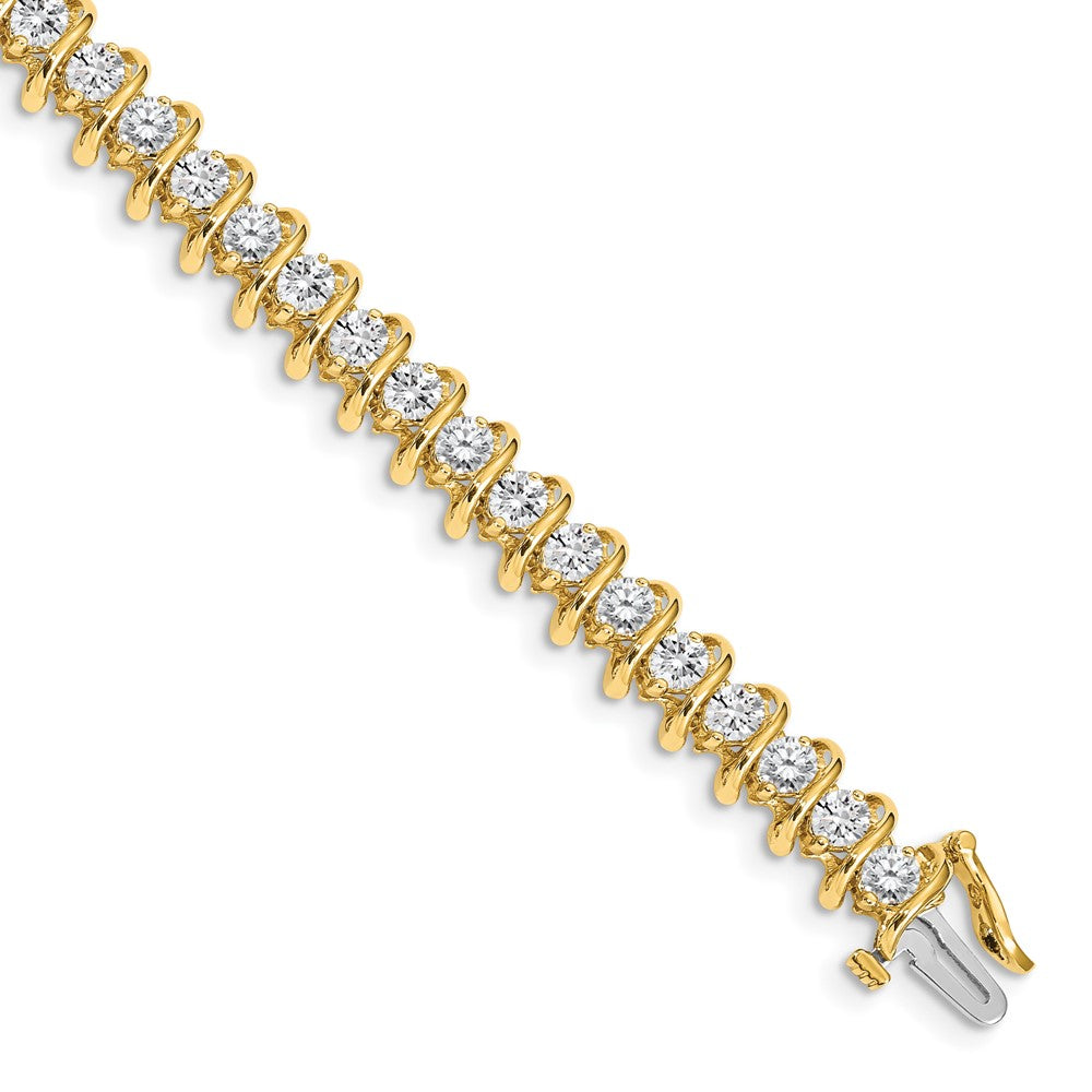 14K Yellow Gold Complete 5 Carat Round A Diamond Fancy Spiral 7 Inch Tennis Bracelet