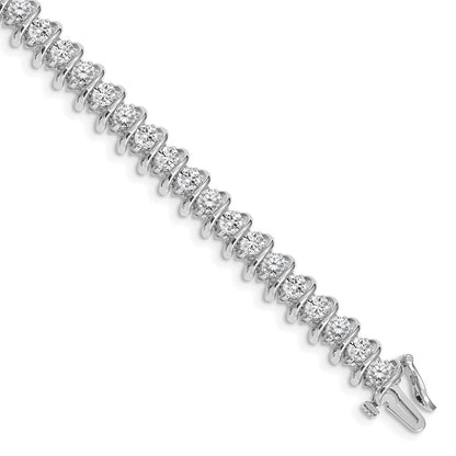 14K White Gold Complete 5 Carat Round Aa Diamond Fancy Spiral 7 Inch Tennis Bracelet