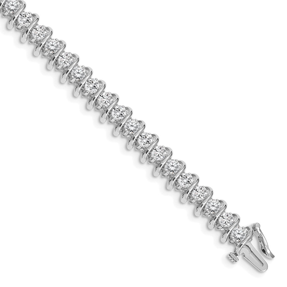 14K White Gold Complete 5 Carat Round Vs Diamond Fancy Spiral 7 Inch Tennis Bracelet