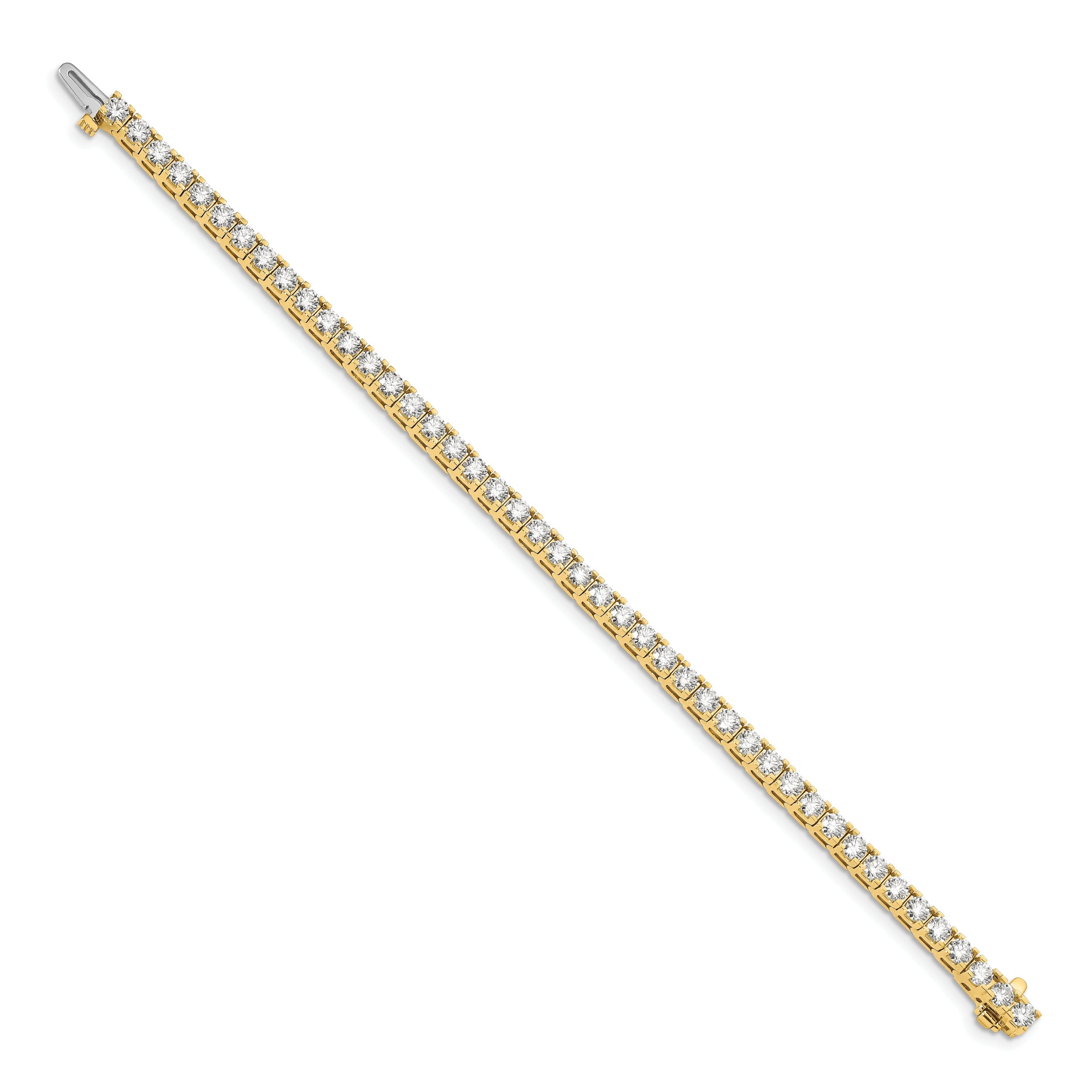 14K Yellow Gold Complete 6.6 Carat Round Vs Diamond 4 Prong 7 Inch Tennis Bracelet