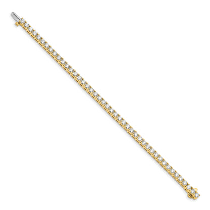 14K Yellow Gold Complete 6.6 Carat Round Vs Diamond 4 Prong 7 Inch Tennis Bracelet