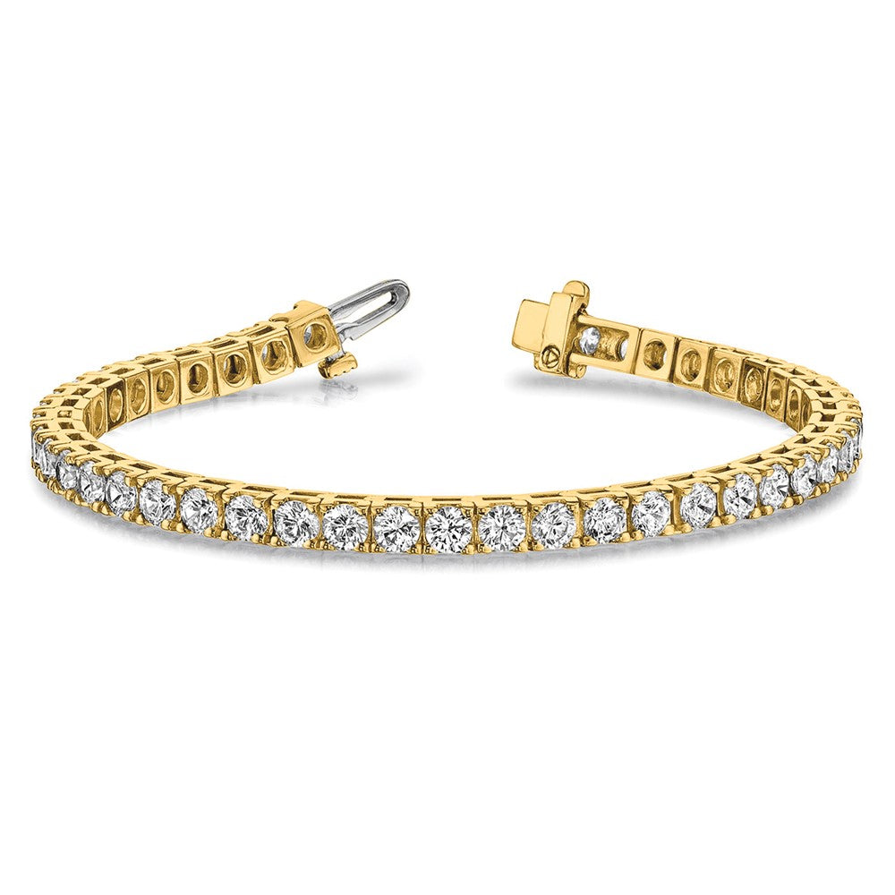 14K Yellow Gold Complete 6.6 Carat Round Aaa Diamond 4 Prong 7 Inch Tennis Bracelet