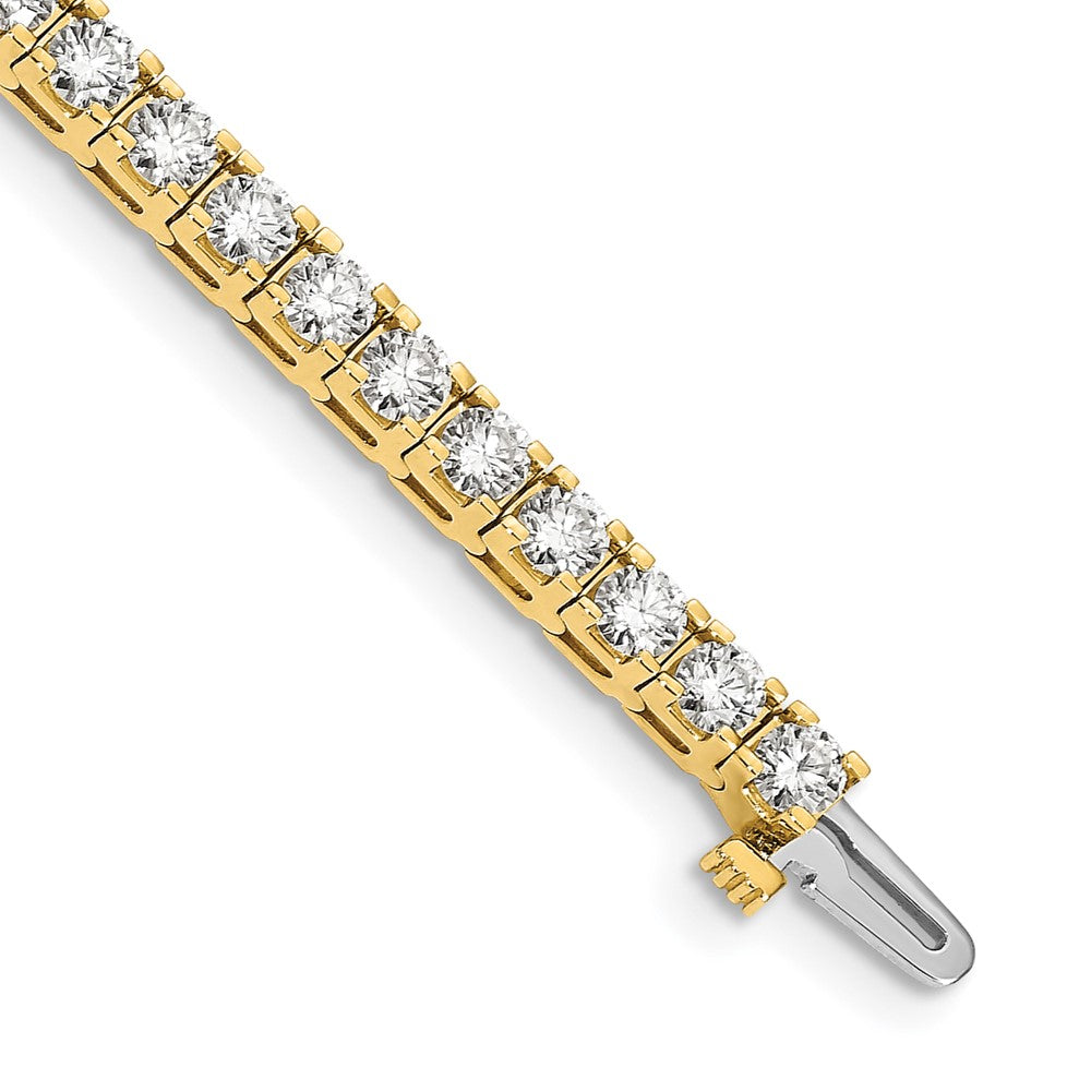 14K Yellow Gold Complete 6.6 Carat Round A Diamond 4 Prong 7 Inch Tennis Bracelet