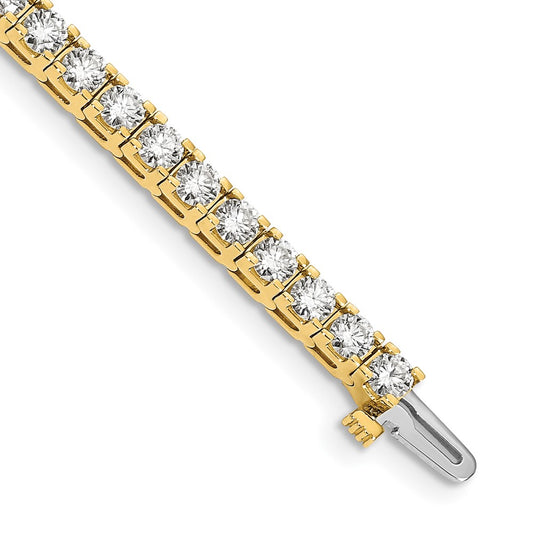 14K Yellow Gold Complete 6.6 Carat Round A Diamond 4 Prong 7 Inch Tennis Bracelet