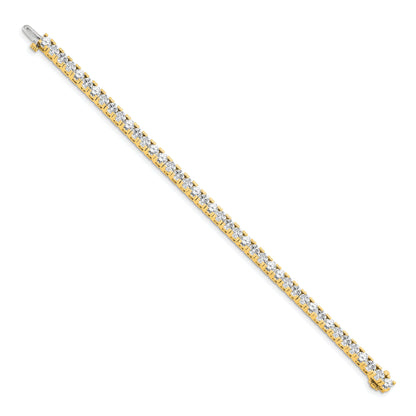 14K Yellow Gold Complete 7.5 Carat Round Aaa Diamond 4 Prong 7 Inch Tennis Bracelet