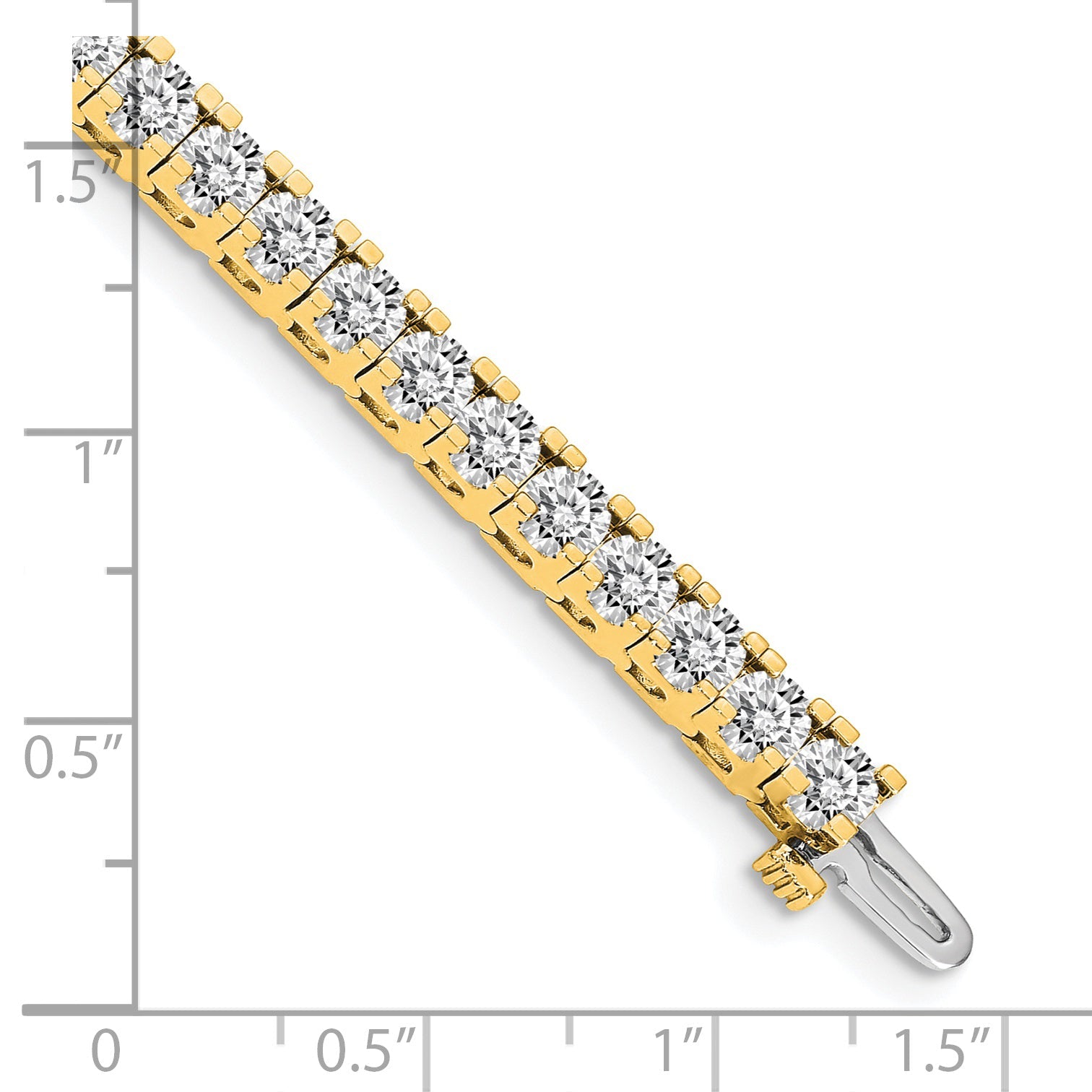 14K Yellow Gold Complete 7.5 Carat Round A Diamond 4 Prong 7 Inch Tennis Bracelet