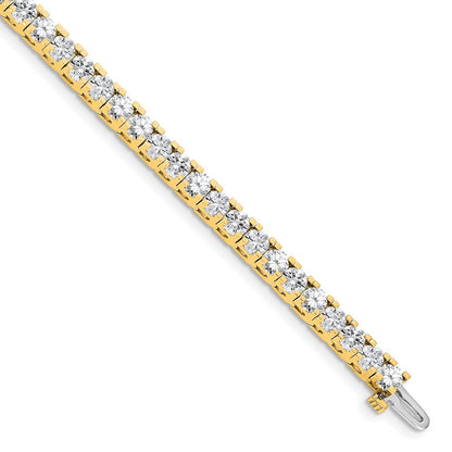 14K Yellow Gold Complete 7.5 Carat Round Vs Diamond 4 Prong 7 Inch Tennis Bracelet