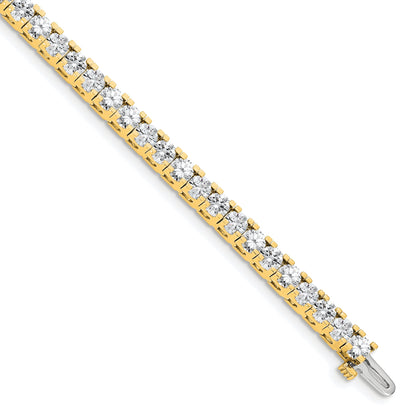 14K Yellow Gold Complete 7.5 Carat Round A Diamond 4 Prong 7 Inch Tennis Bracelet
