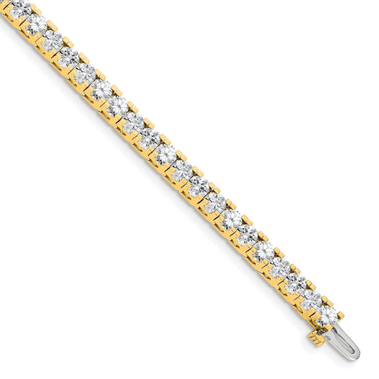 14K Yellow Gold Complete 7.5 Carat Round A Diamond 4 Prong 7 Inch Tennis Bracelet