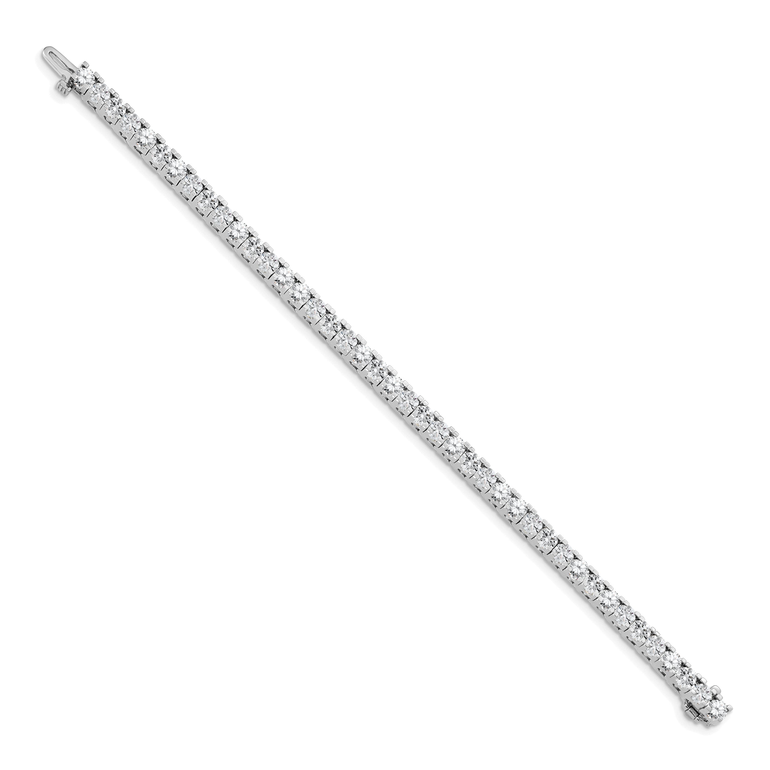 14K White Gold Complete 7.5 Carat Round Aa Diamond 4 Prong 7 Inch Tennis Bracelet