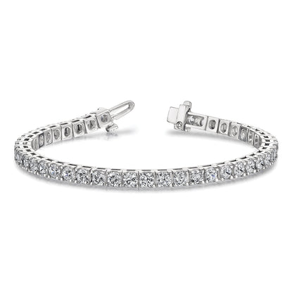 14K White Gold Complete 7.5 Carat Round A Diamond 4 Prong 7 Inch Tennis Bracelet