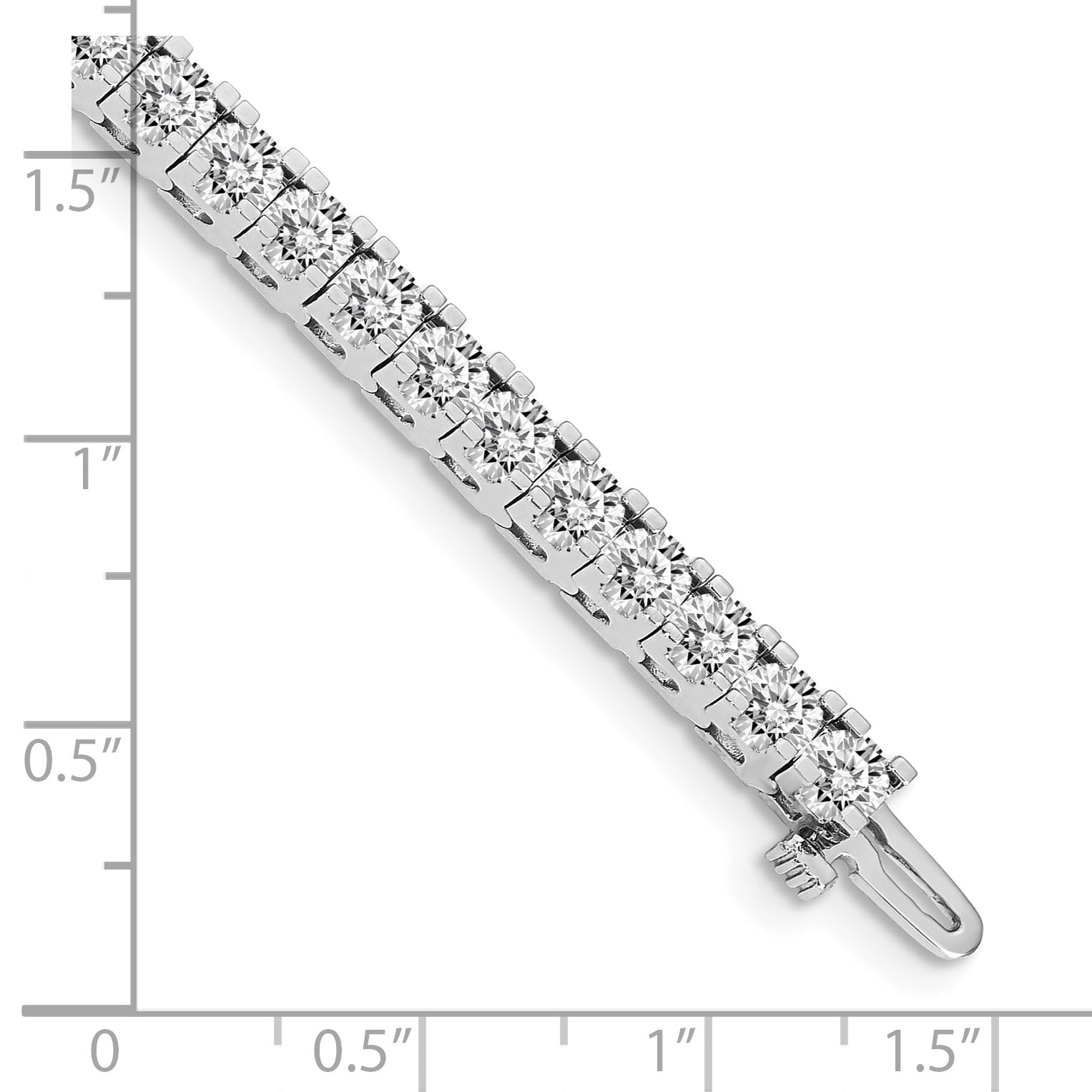 14K White Gold Complete 7.5 Carat Round A Diamond 4 Prong 7 Inch Tennis Bracelet