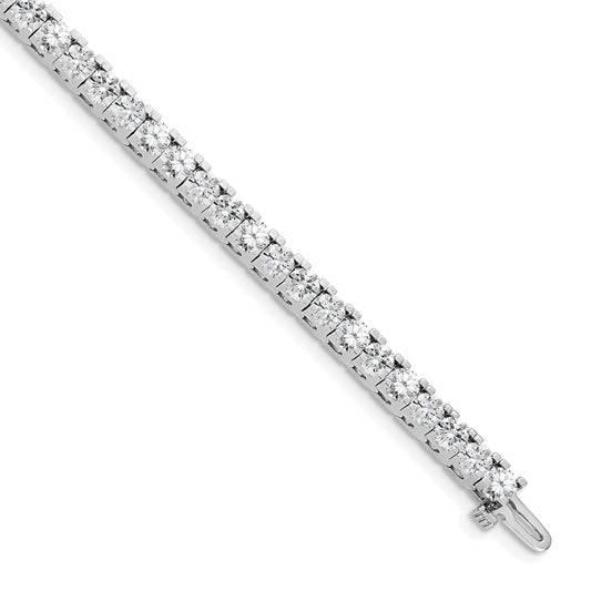 14K White Gold Complete 7.5 Carat Round Aa Diamond 4 Prong 7 Inch Tennis Bracelet