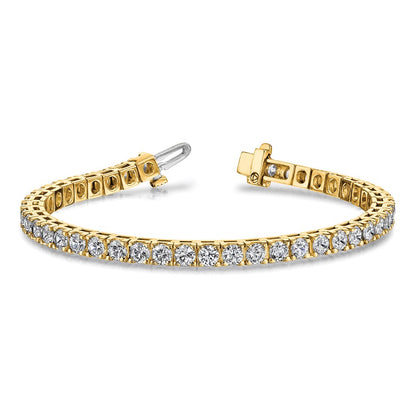 14K Yellow Gold Complete 10.8 Carat Round Aaa Diamond 4 Prong 7 Inch Tennis Bracelet