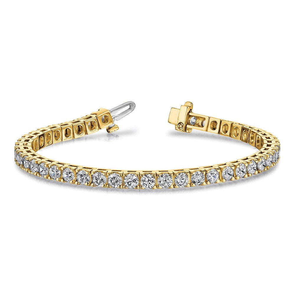 14K Yellow Gold Complete 10.8 Carat Round A Diamond 4 Prong 7 Inch Tennis Bracelet