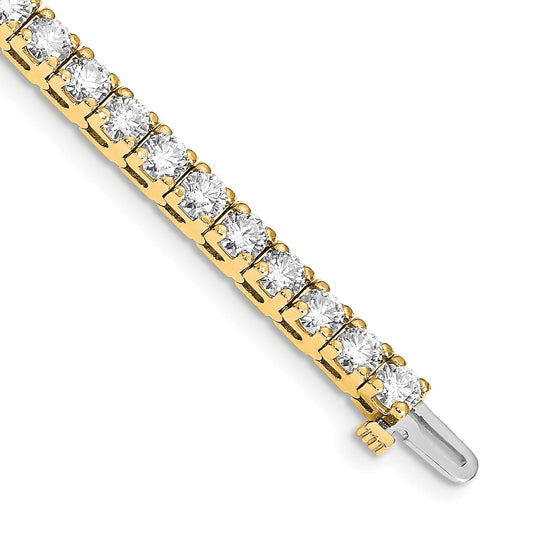 14K Yellow Gold Complete 10.8 Carat Round Aaa Diamond 4 Prong 7 Inch Tennis Bracelet