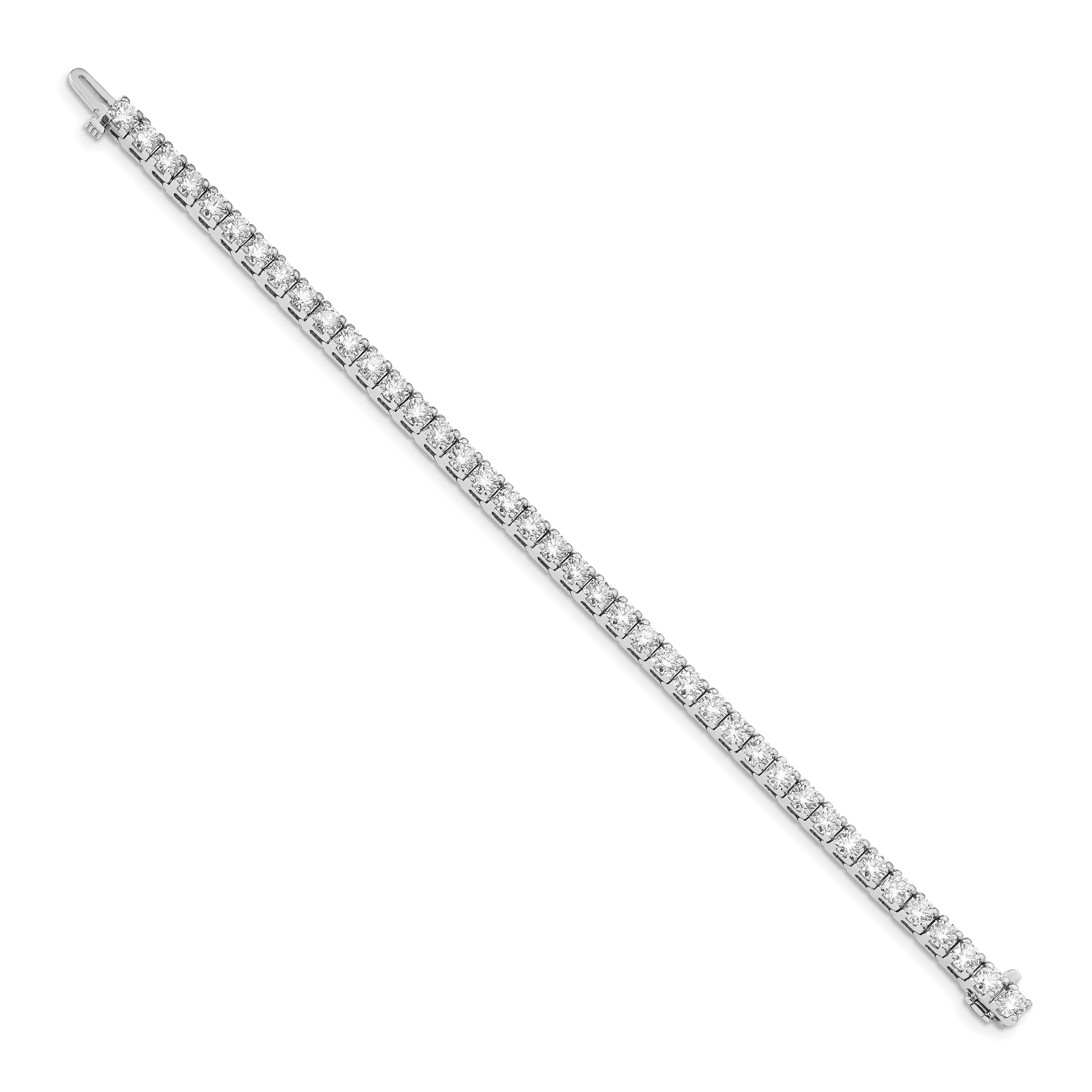 14K White Gold Complete 10.8 Carat Round Vs Diamond 4 Prong 7 Inch Tennis Bracelet