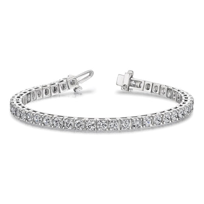 14K White Gold Complete 10.8 Carat Round A Diamond 4 Prong 7 Inch Tennis Bracelet