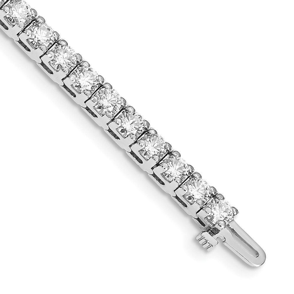 14K White Gold Complete 10.8 Carat Round A Diamond 4 Prong 7 Inch Tennis Bracelet