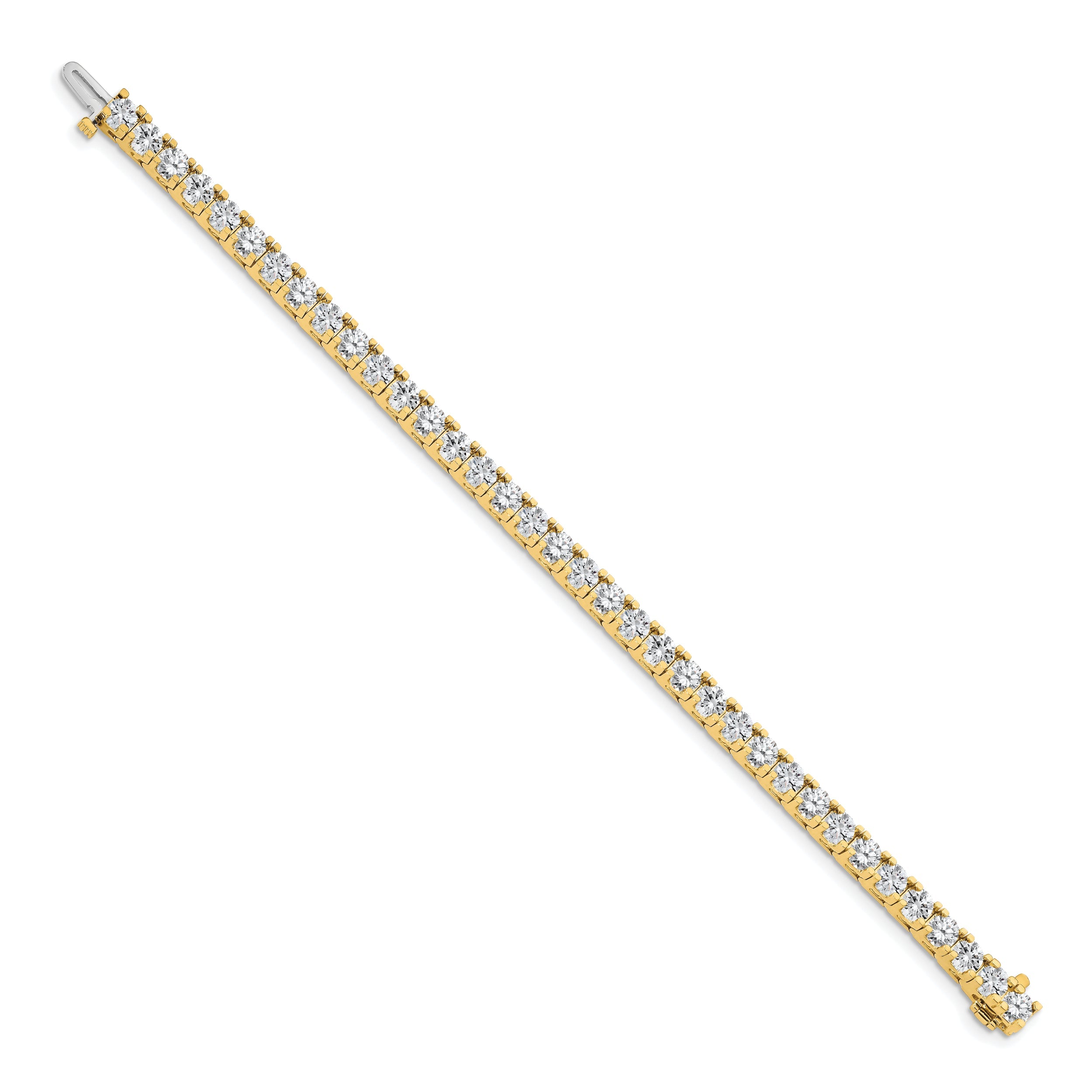 14K Yellow Gold Complete 12.5 Carat Round Aa Diamond 4 Prong 7 Inch Tennis Bracelet