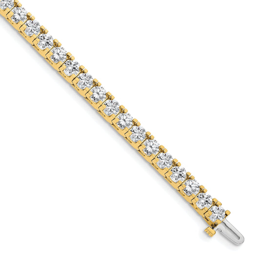 14K Yellow Gold Complete 12.5 Carat Round A Diamond 4 Prong 7 Inch Tennis Bracelet