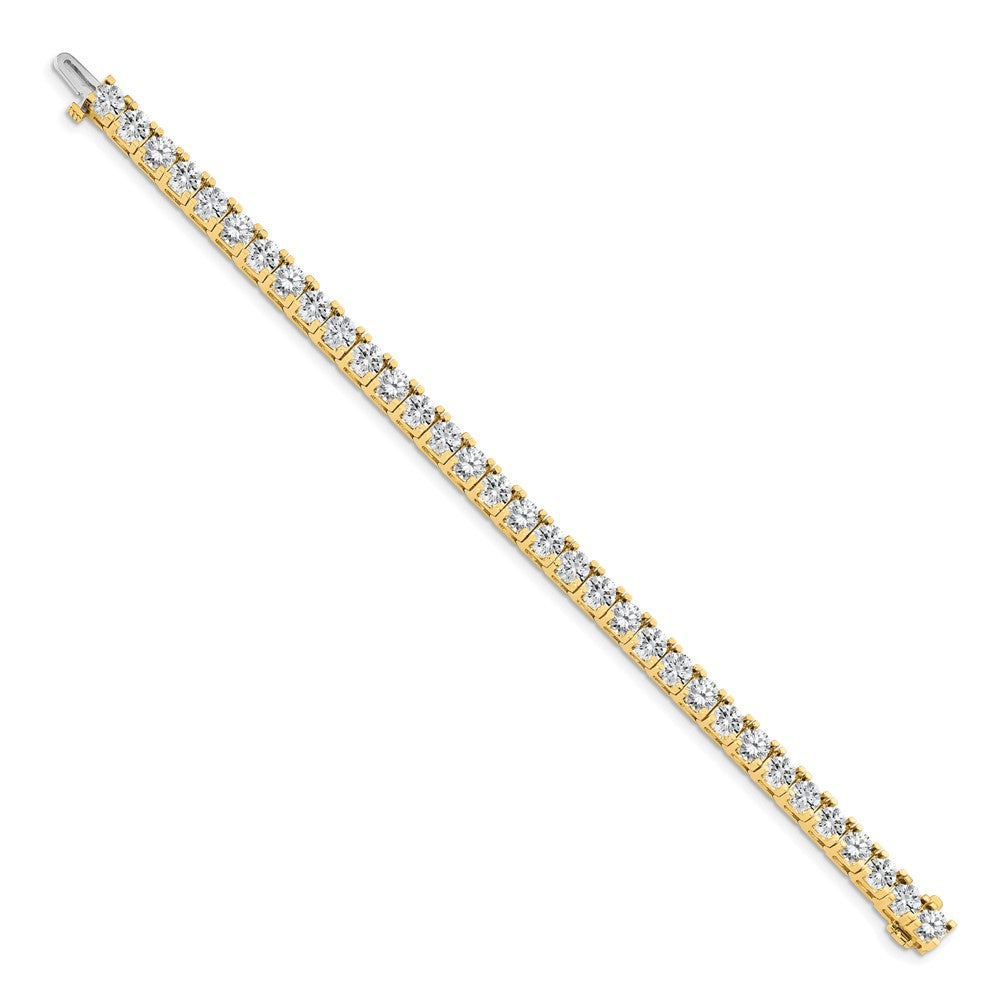 14K Yellow Gold Complete 17 Carat Round A Diamond 4 Prong 7 Inch Tennis Bracelet