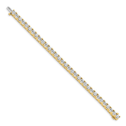 14K Yellow Gold Complete 17 Carat Round Aaa Diamond 4 Prong 7 Inch Tennis Bracelet