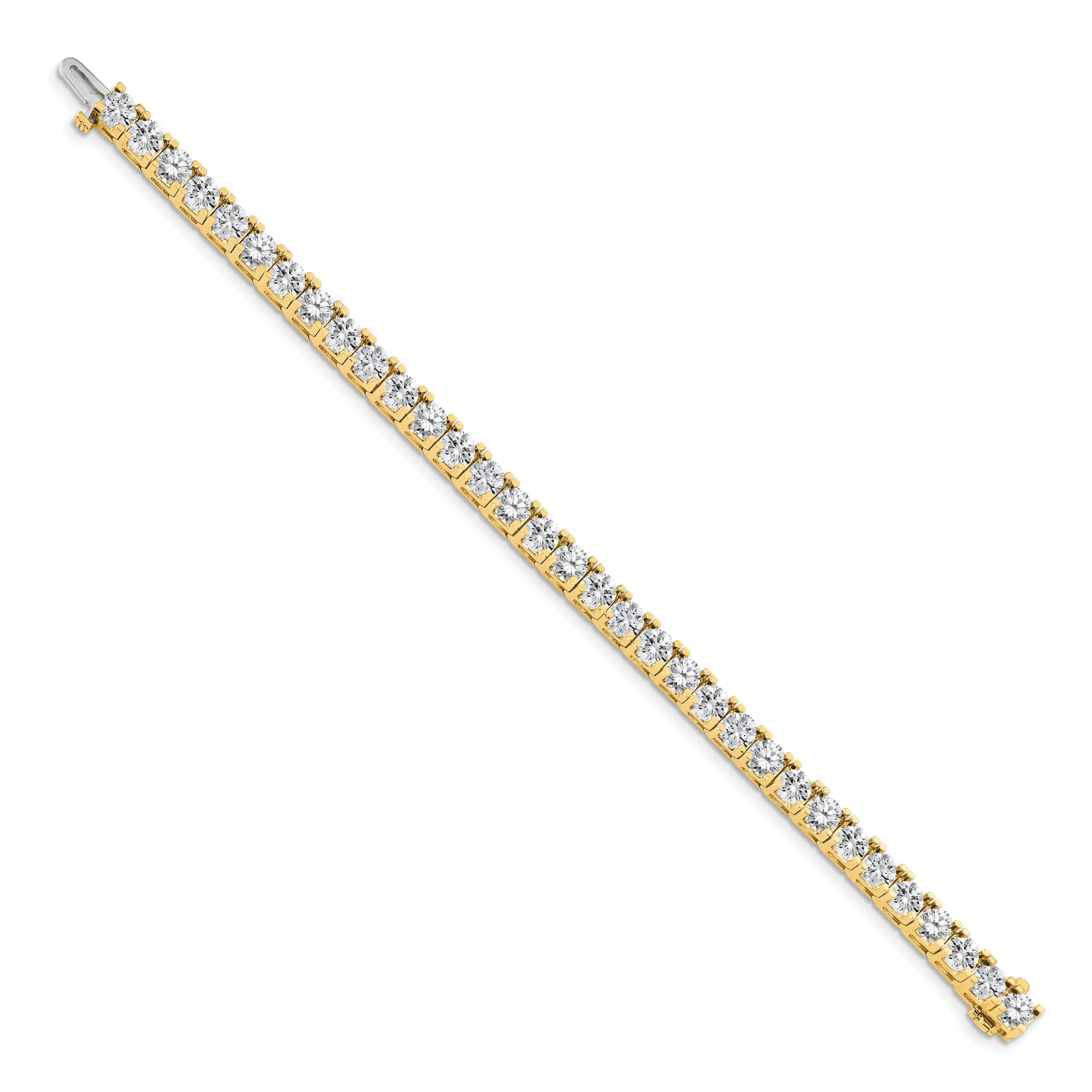 14K Yellow Gold Complete 17 Carat Round Aa Diamond 4 Prong 7 Inch Tennis Bracelet