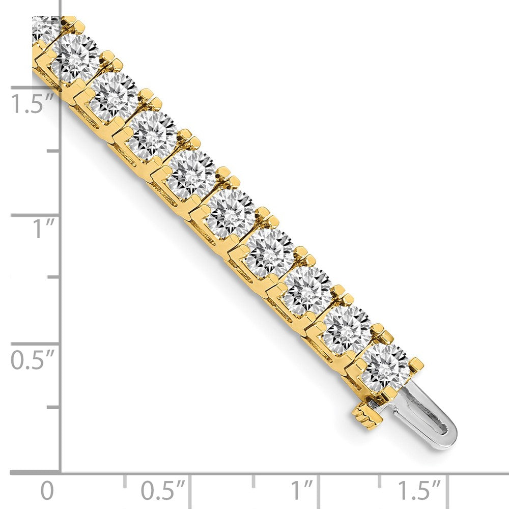 14K Yellow Gold Complete 17 Carat Round A Diamond 4 Prong 7 Inch Tennis Bracelet
