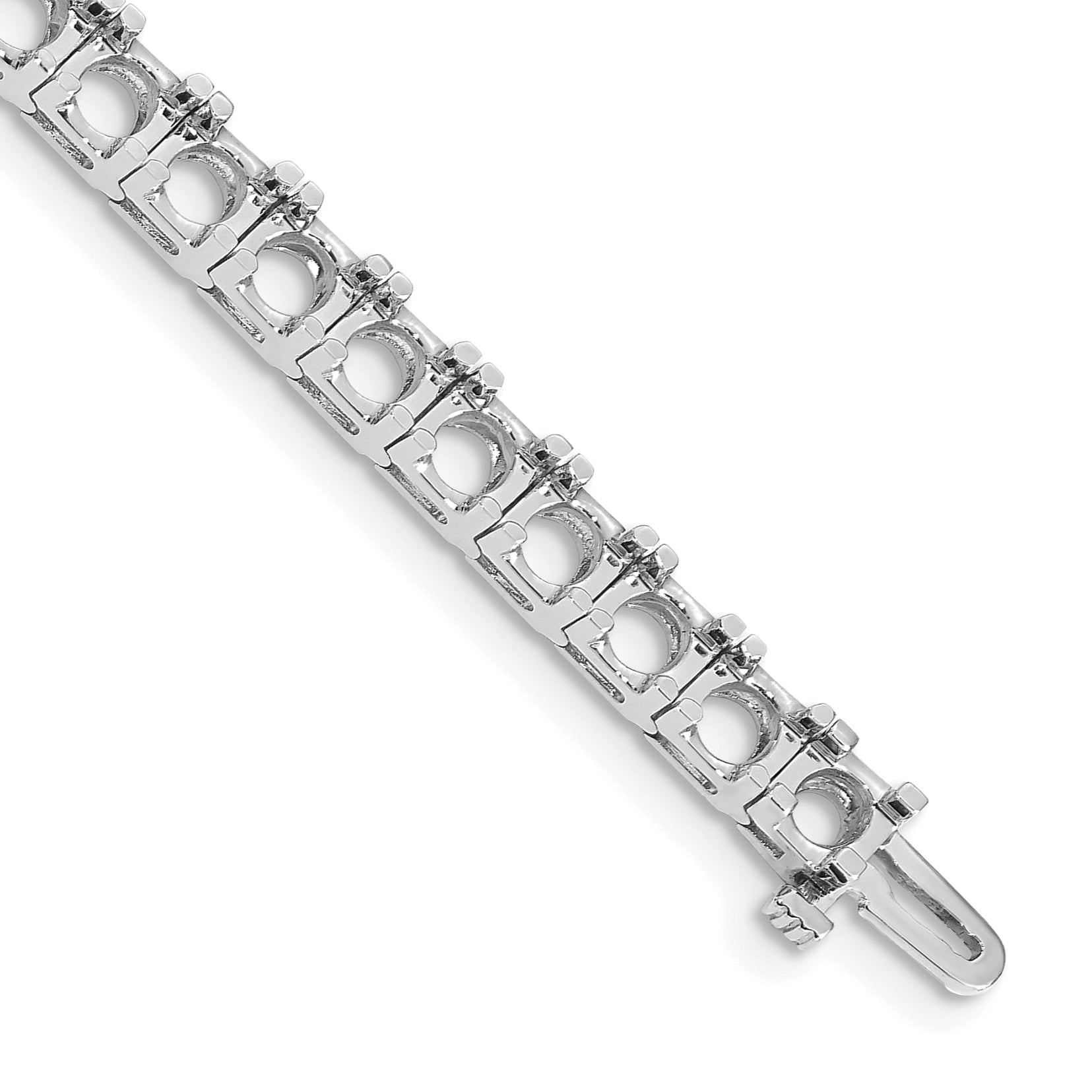 14K White Gold Complete 17 Carat Round A Diamond 4 Prong 7 Inch Tennis Bracelet