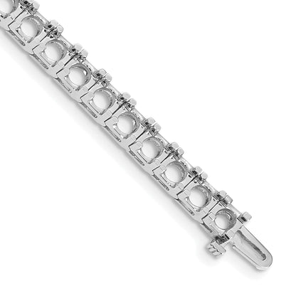 14K White Gold Complete 17 Carat Round A Diamond 4 Prong 7 Inch Tennis Bracelet