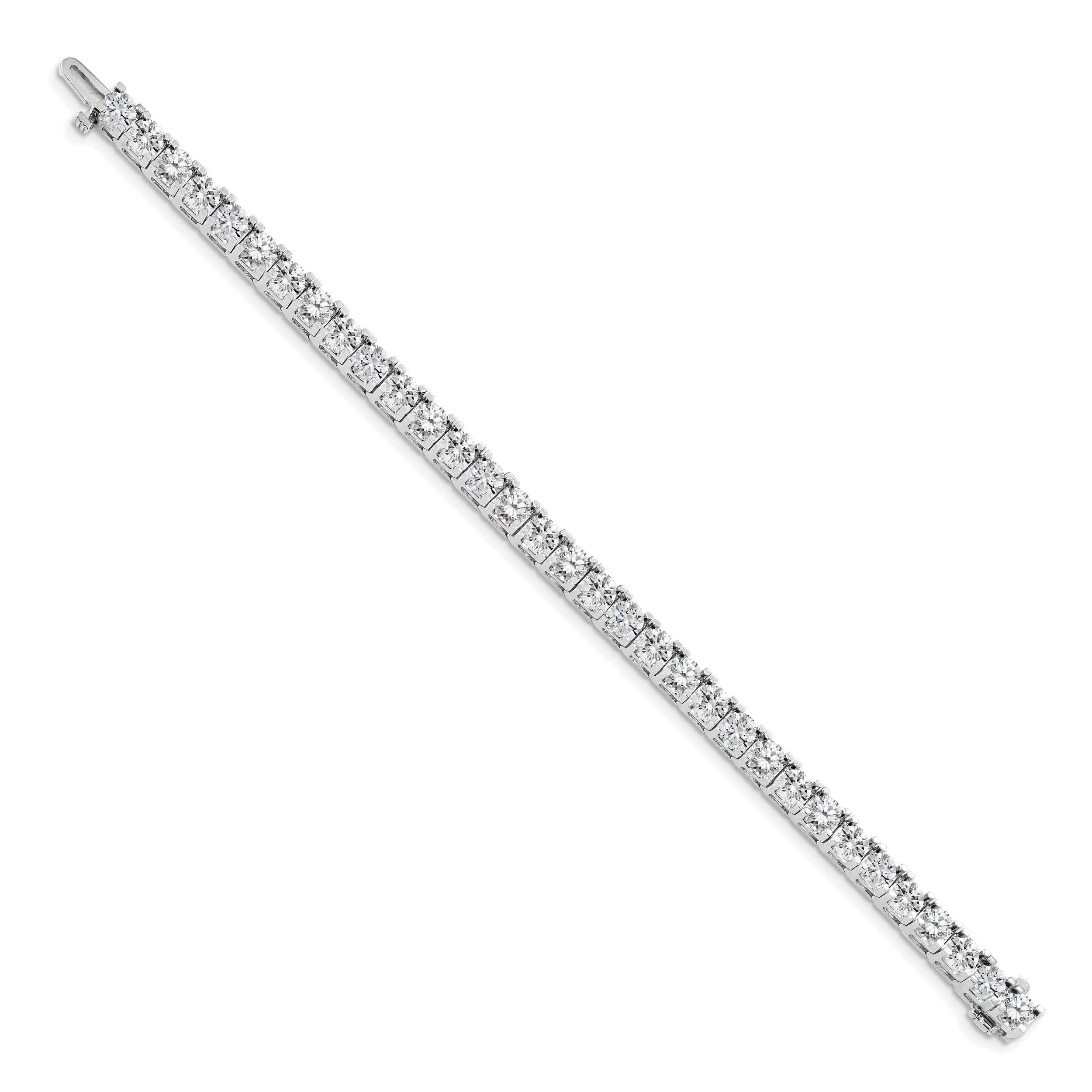 14K White Gold Complete 17 Carat Round Aaa Diamond 4 Prong 7 Inch Tennis Bracelet