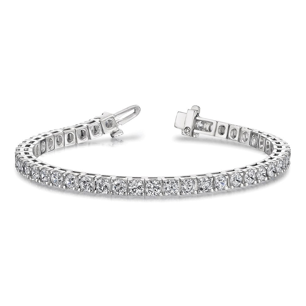 14K White Gold Complete 17 Carat Round Vs Diamond 4 Prong 7 Inch Tennis Bracelet