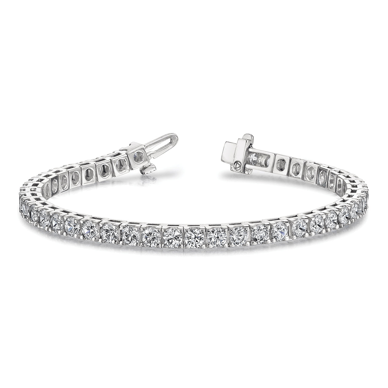 14K White Gold Complete 17 Carat Round Aa Diamond 4 Prong 7 Inch Tennis Bracelet