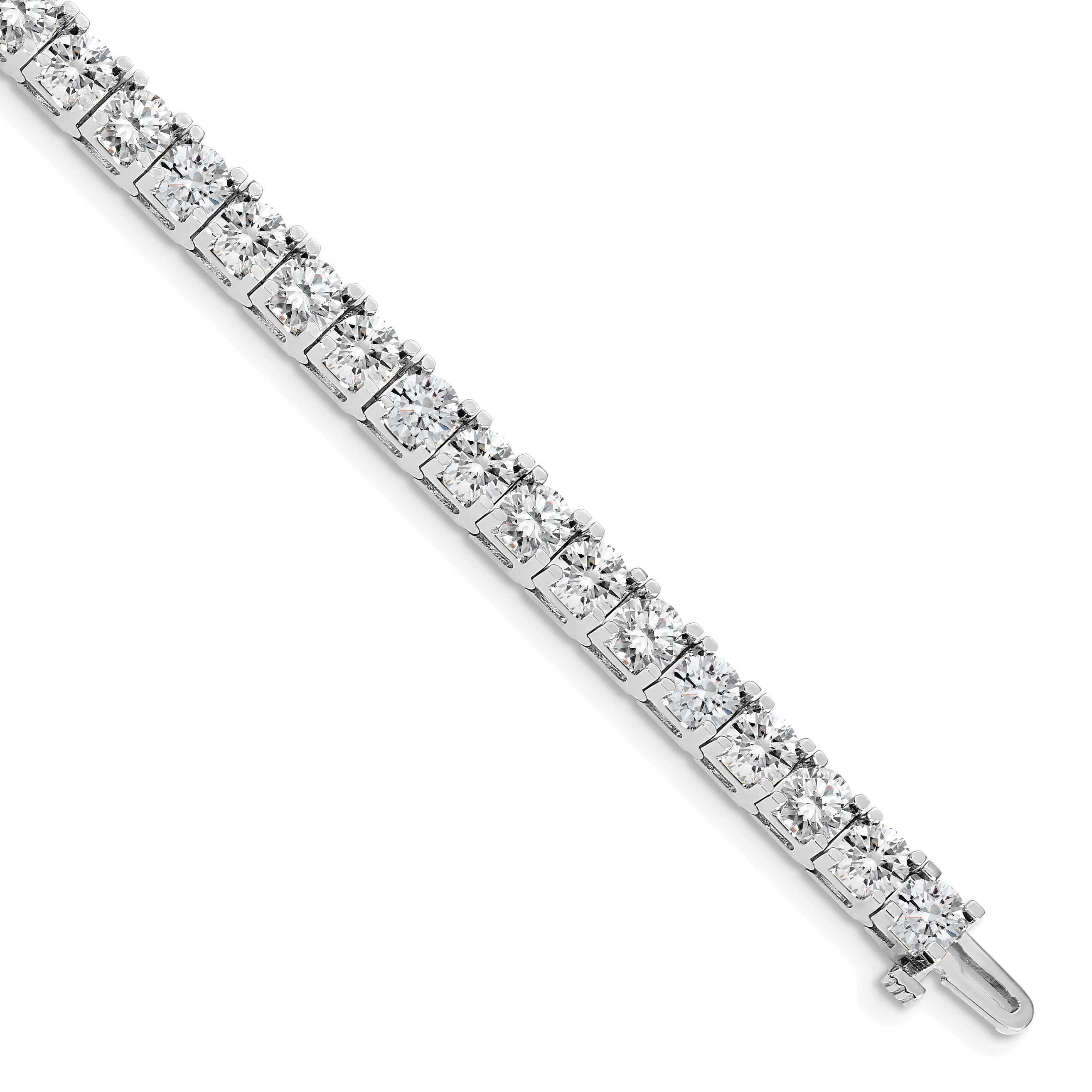 14K White Gold Complete 17 Carat Round A Diamond 4 Prong 7 Inch Tennis Bracelet