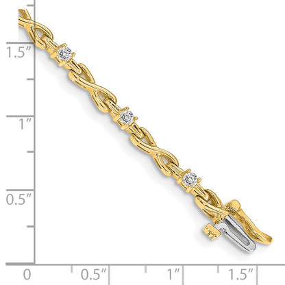 14K Yellow Gold Complete 1/2 Carat Round Aaa Diamond 4 Prong X Design 7 Inch Tennis Bracelet