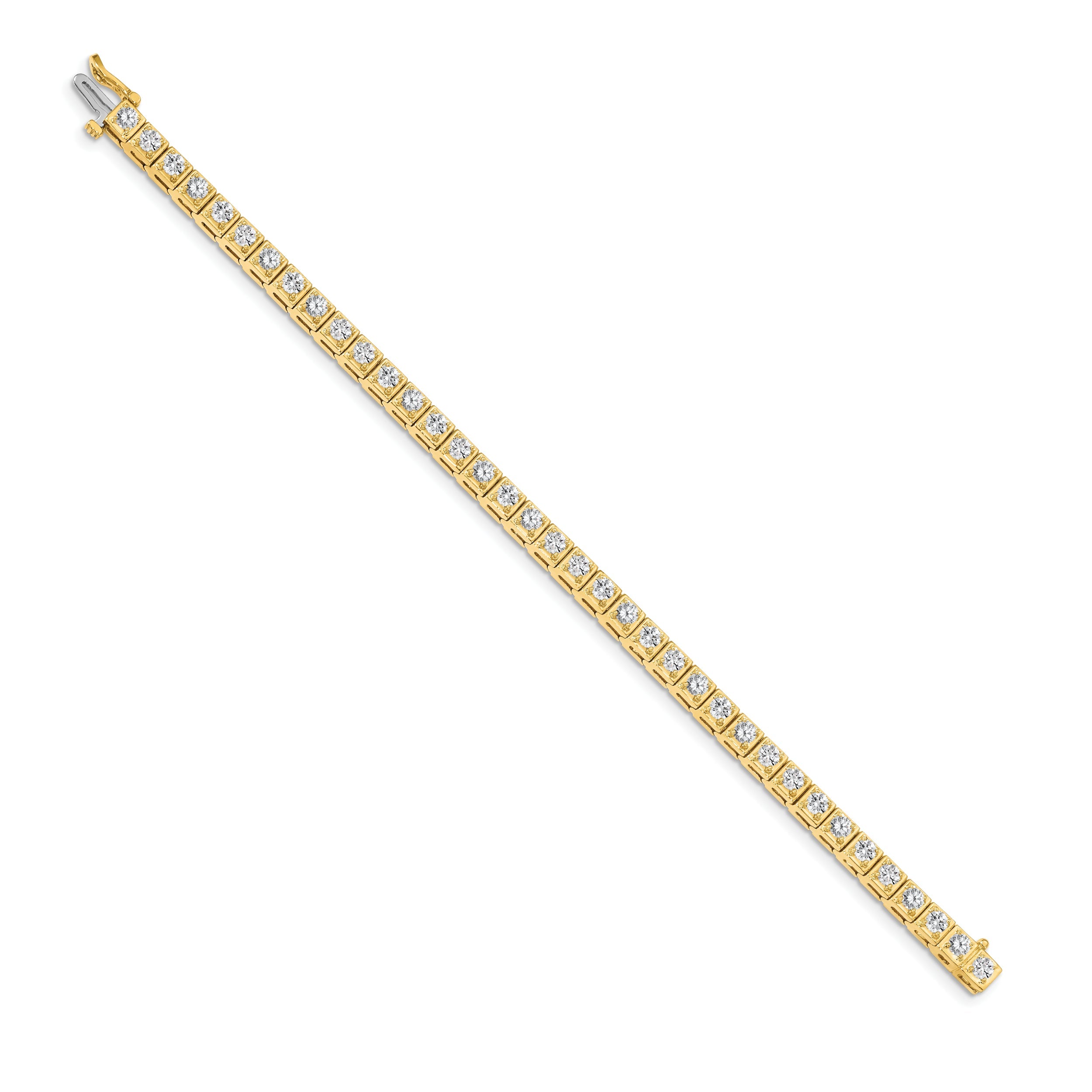 14K Yellow Gold Complete 3.75 Carat Round Aaa Diamond 4 Prong 7 Inch Tennis Bracelet