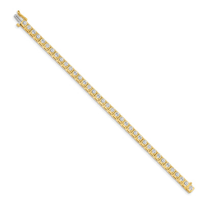 14K Yellow Gold Complete 3.75 Carat Round Aaa Diamond 4 Prong 7 Inch Tennis Bracelet