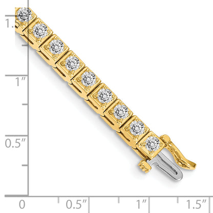 14K Yellow Gold Complete 3.75 Carat Round Aa Diamond 4 Prong 7 Inch Tennis Bracelet