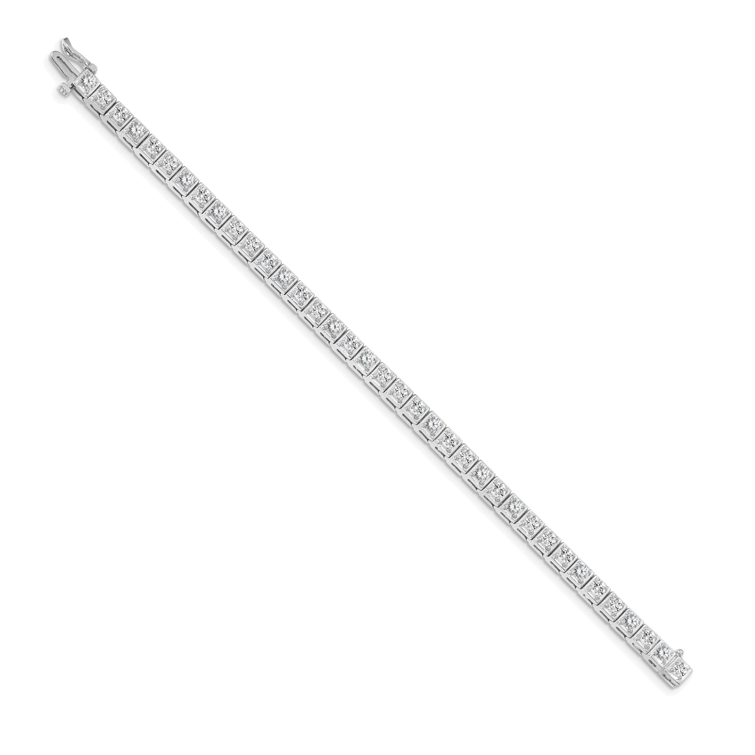 14K White Gold Complete 3.75 Carat Round Aaa Diamond 4 Prong 7 Inch Tennis Bracelet
