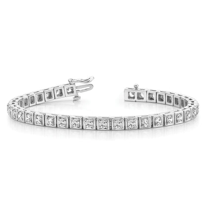 14K White Gold Complete 3.75 Carat Round Vs Diamond 4 Prong 7 Inch Tennis Bracelet