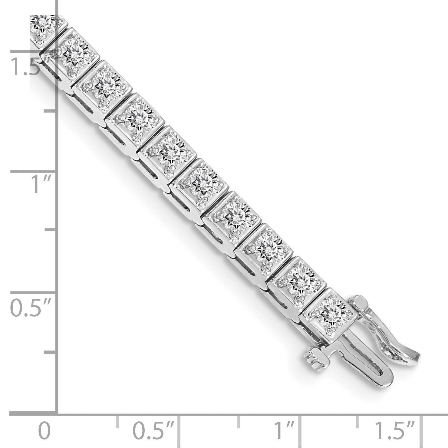 14K White Gold Complete 3.75 Carat Round A Diamond 4 Prong 7 Inch Tennis Bracelet