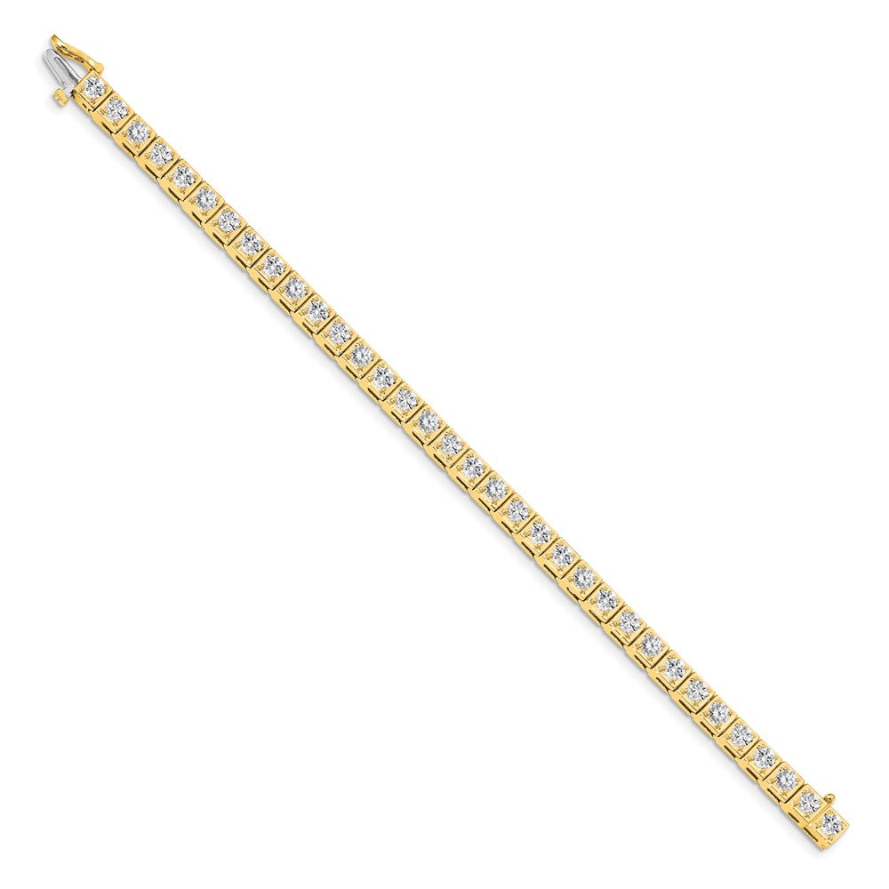 14K Yellow Gold Complete 5.1 Carat Round Aaa Diamond 4 Prong 7 Inch Tennis Bracelet