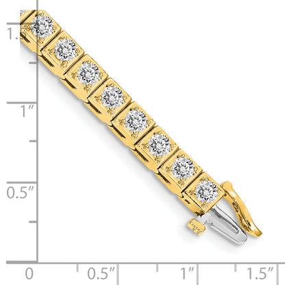 14K Yellow Gold Complete 5.1 Carat Round Aaa Diamond 4 Prong 7 Inch Tennis Bracelet