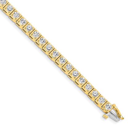 14K Yellow Gold Complete 5.1 Carat Round Aaa Diamond 4 Prong 7 Inch Tennis Bracelet