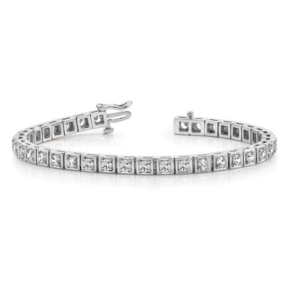 14K White Gold Complete 5.1 Carat Round Aa Diamond 4 Prong 7 Inch Tennis Bracelet