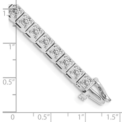 14K White Gold Complete 5.1 Carat Round Aa Diamond 4 Prong 7 Inch Tennis Bracelet