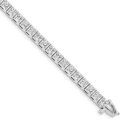 14K White Gold Complete 5.1 Carat Round Vs Diamond 4 Prong 7 Inch Tennis Bracelet