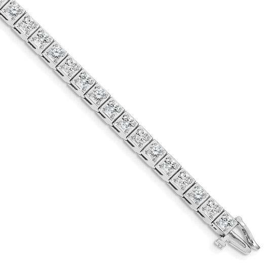 14K White Gold Complete 5.1 Carat Round A Diamond 4 Prong 7 Inch Tennis Bracelet